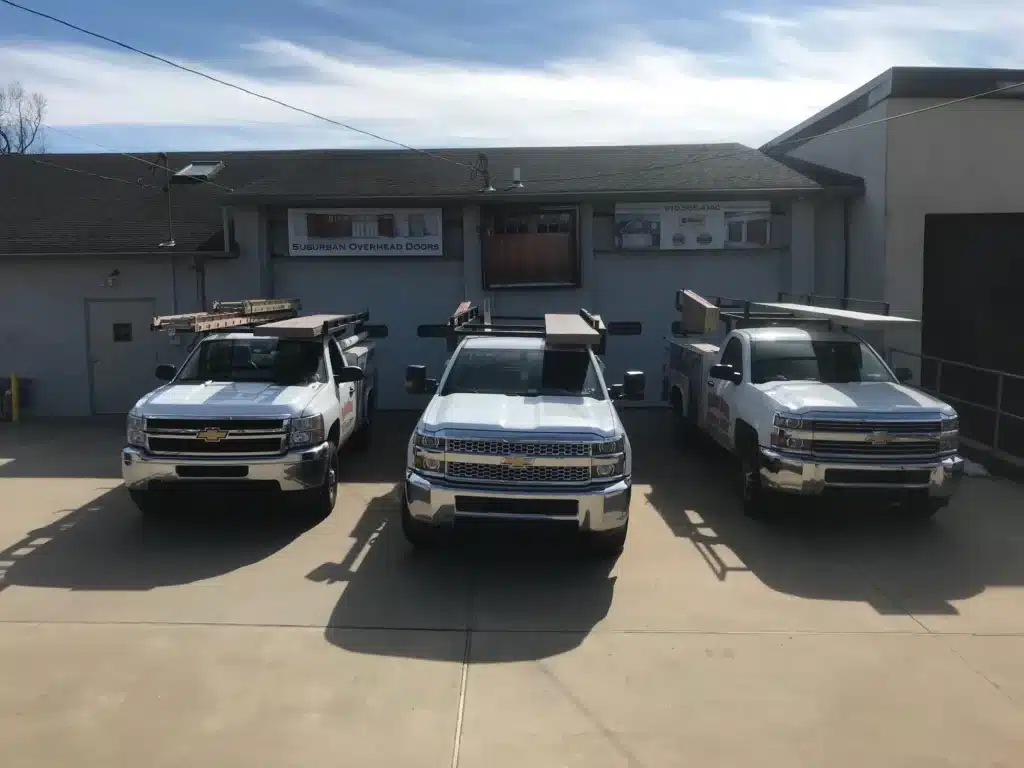 Suburban Overhead Doors trucks prepped for garage door repair and garage door service in media pa. The garage door services are being completed for an overhead door, to improve curb appeal of a house in west chester